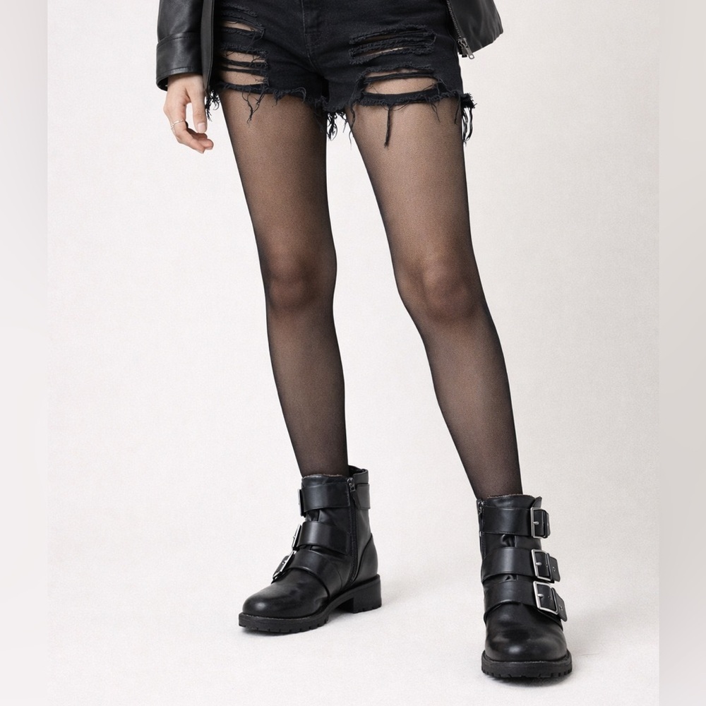 Blondo Camila Waterproof Black Leather Triple Buckle Moto Boots 9 - Picture 2 of 12